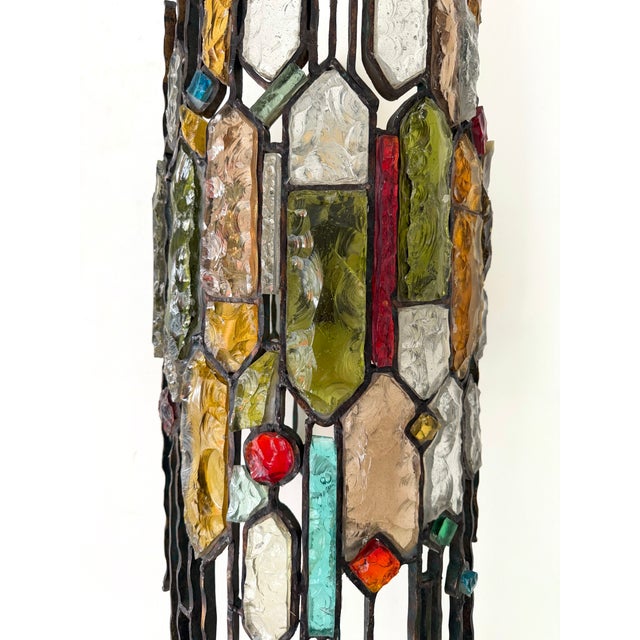 Large Pair of Hammered Glass Wrought Iron Sconces by Longobard, Italy. 1970s For Sale - Image 9 of 15