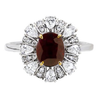 Late 20th Century No Heat Burma Ruby Ring, Size 8 For Sale