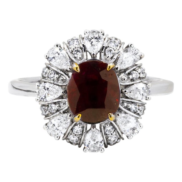 Late 20th Century No Heat Burma Ruby Ring, Size 8 For Sale