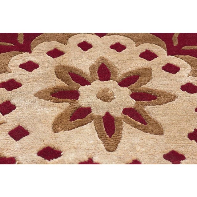 Late 20th Century Late 20th Century Red Chinese Rug With Floral Mandala, 07'09 X 09'10 For Sale - Image 5 of 10