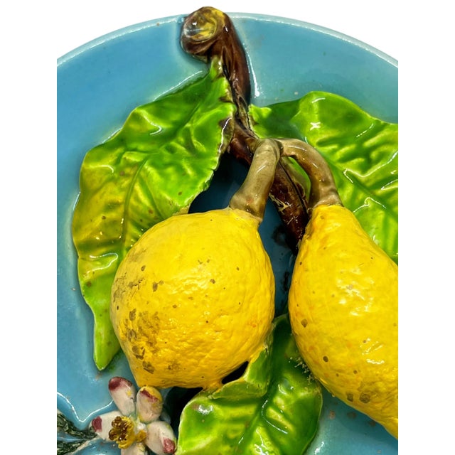 Victorian French Majolica Trompe l'Oeil Wall Plaque With Lemons, Perret-Gentil, Menton For Sale - Image 3 of 7