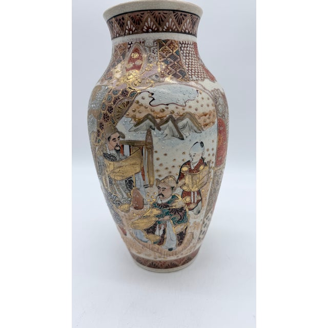 Antique Japanese Satsuma Vase With Figural Panels and Raijin Thunder God, Meiji Period, Circa 1880–1900 For Sale - Image 13 of 15