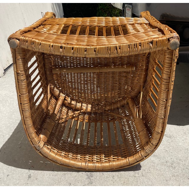 McGuire Vintage Wicker Barrel Back Armchairs, a Set of 4 For Sale - Image 10 of 16