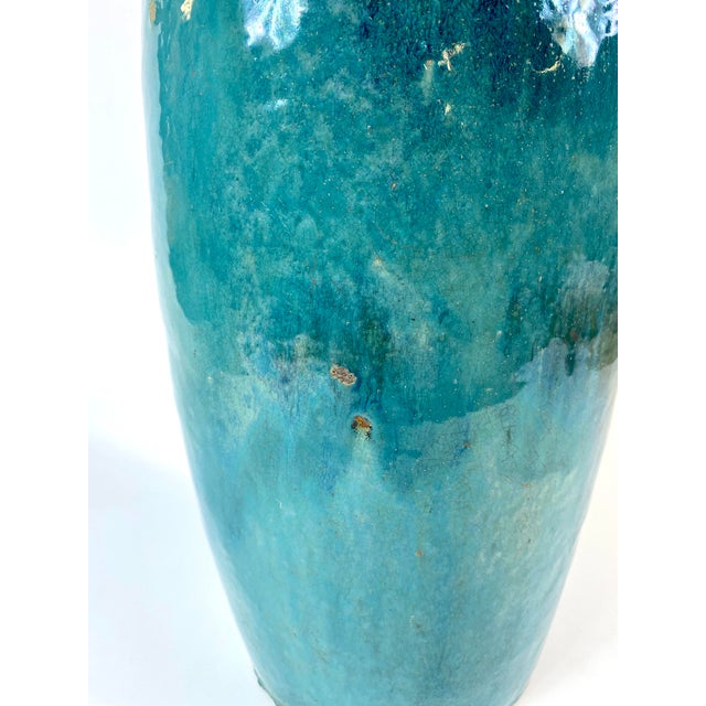 Ceramic Early 19th Century Green Blue Iridescent Vase For Sale - Image 7 of 10