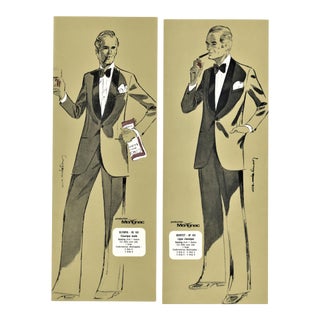 1970s Men's Formal Wear (Tuxedo) Fashion Designs - a Pair For Sale