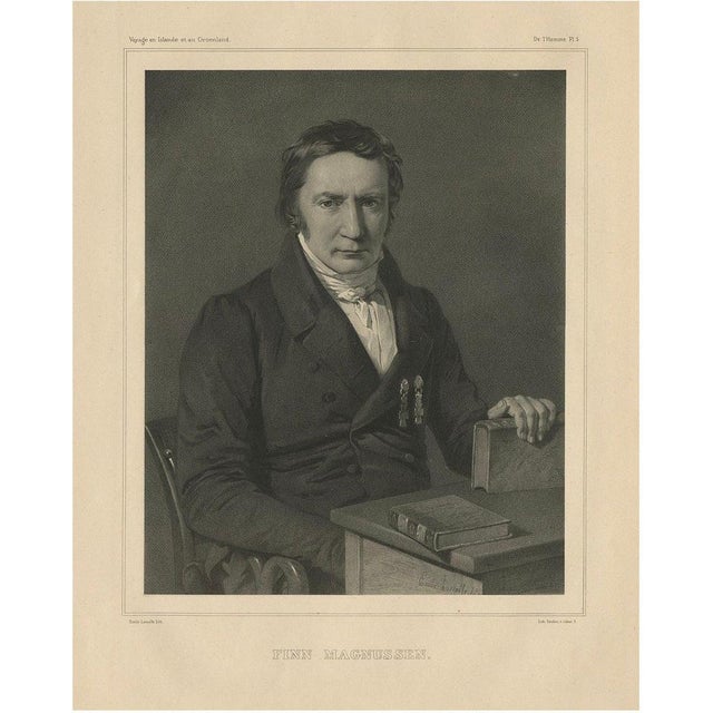 After Durupt, Icelandic Portrait of Finnur Magnussen, Scholar of Norse Myth, 1842, Print For Sale - Image 10 of 10