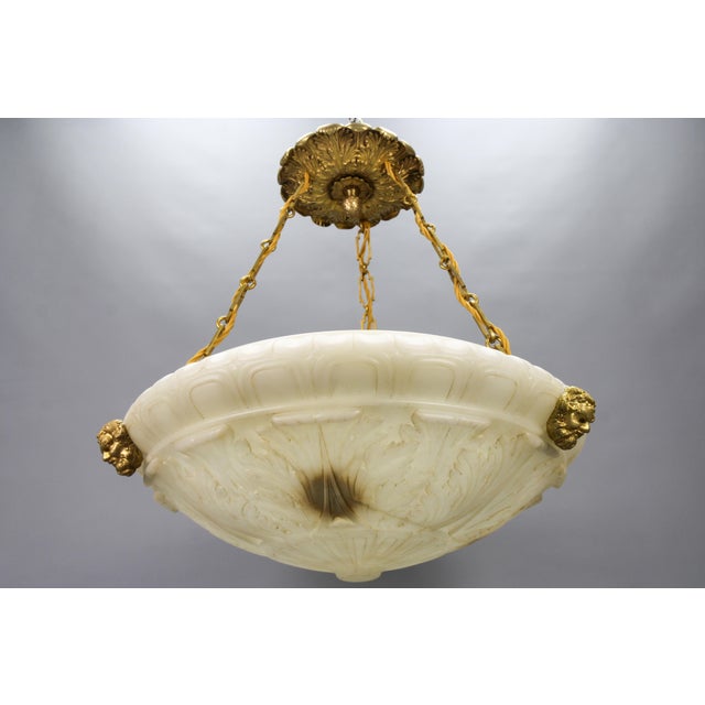 Large Neoclassical Style Alabaster and Bronze Pendant Light, 1890s For Sale - Image 10 of 18