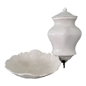 Porcelaine Opaque De Gien Pottery Water Urn with Spout