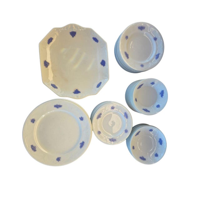 Antique Adderley England “Chelsea Blue” 75-Piece Bone China Set, 1930s • Raised For Sale - Image 13 of 18