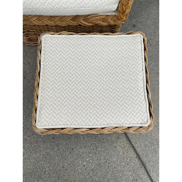 Boho Chic Mid 20th Century Wicker Occasional Chair With Ottoman For Sale - Image 3 of 12