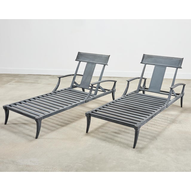 Pair of Neoclassical Greco-Roman Style Klismos Chaise Lounges For Sale - Image 10 of 18