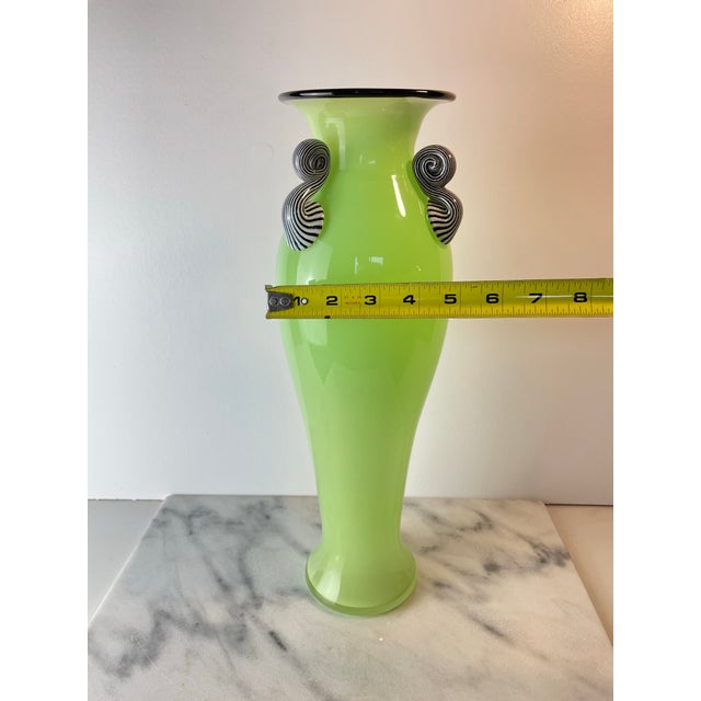 Dehanna Jones Contemporary Art Glass Vase — Signed Pale Lime Green Studio Glass For Sale - Image 9 of 9