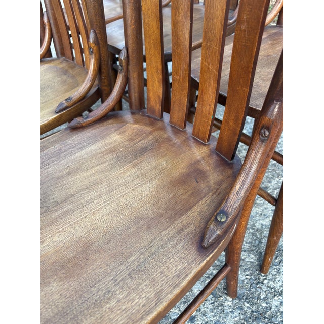 Early 20th Century Hold for Xavier - Antique Rustic Arts & Crafts Dining Chairs - Set of 6 For Sale - Image 5 of 12