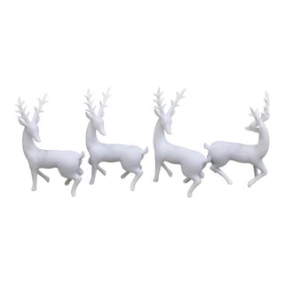 Reindeers White Bisque Porcelain -Set of 4 For Sale