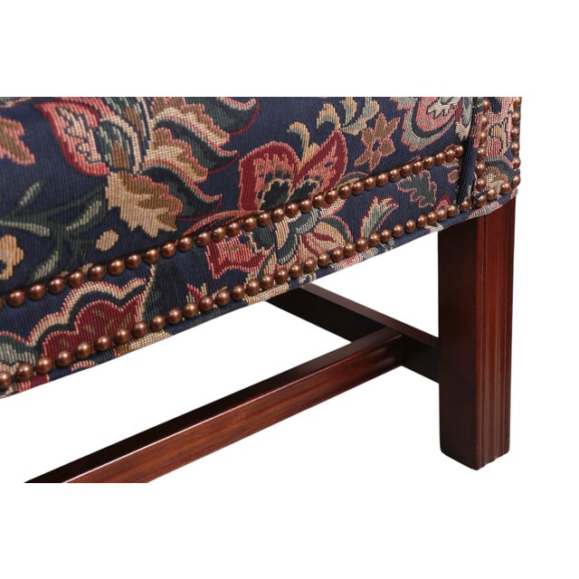 Wood Bradington Young Georgian Style Wingback Chair and Ottoman For Sale - Image 7 of 9