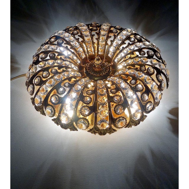 Metal Brass and Crystal Ceiling Lamp by Peris Andreu for S.A.Riper, 1960s For Sale - Image 7 of 15