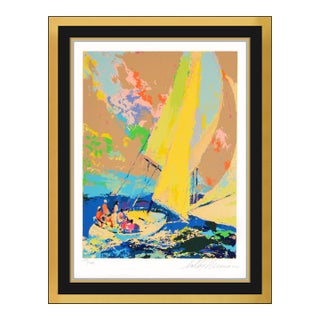 Late 20th Century Normandy Sailing Modern Yellow Serigraph LeRoy Neiman For Sale