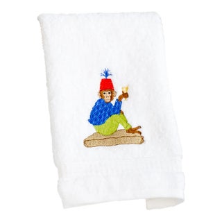 Martini Monkey Terry Guest Towel, Embroidered For Sale