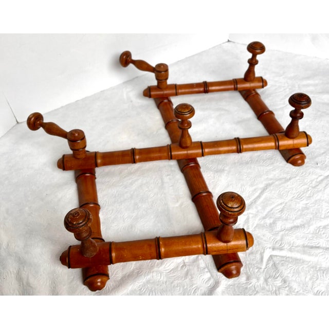 Early 1900s French Faux Bamboo Expandable Coat/Hat Rack For Sale - Image 4 of 13
