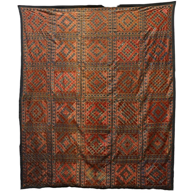 Vintage Silk Hand Embroidered Wall Hung Sofa Cover, 1950s For Sale