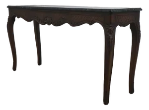 1950s French Louis XV Style Marble Top Console Table Server