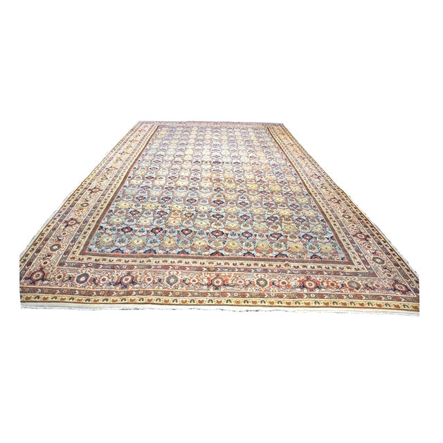 Antique Persian Wool Sultanabad 12 x 19 Light Blue, Red & Ivory Handmade Area Rug #1140844 For Sale - Image 4 of 7