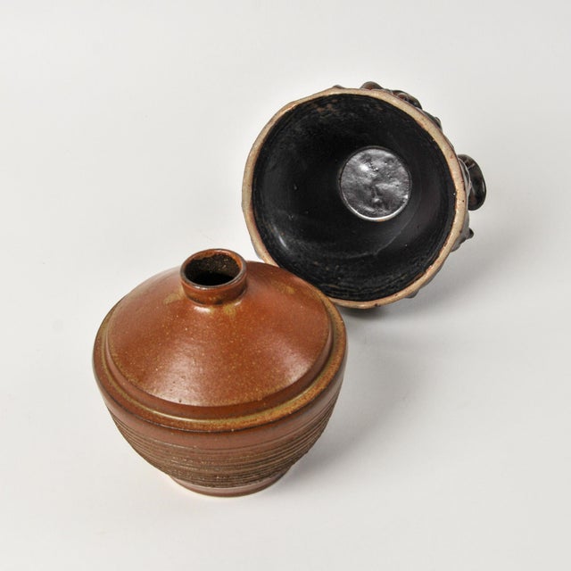 Japanese Vintage Japanese Sake Bottle With Ceramic Shisha Foo Dog Lid For Sale - Image 3 of 14