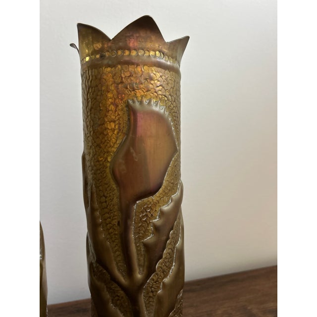 Stunning Pair of World War I Trench Art Vases - France For Sale - Image 9 of 16