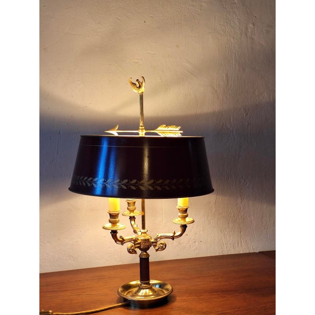 Mid-Century Modern French Brass Table Lamp from Maison Lucien Gau For Sale - Image 5 of 14