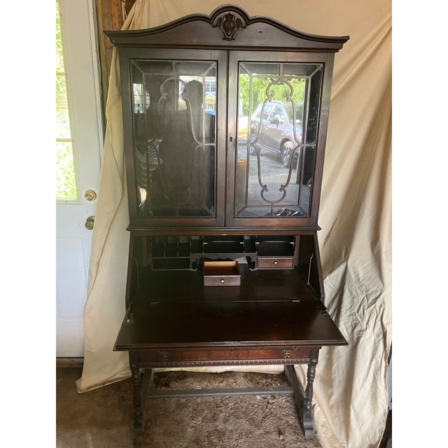 Brown Antique Mahogany Secretary Desk For Sale - Image 8 of 12