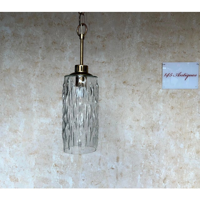 French 1960s Glass and Brass Pendant For Sale - Image 12 of 12