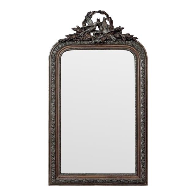 Antique French Napoleon III Mirror in the Louis XVI Style With Lovebirds For Sale