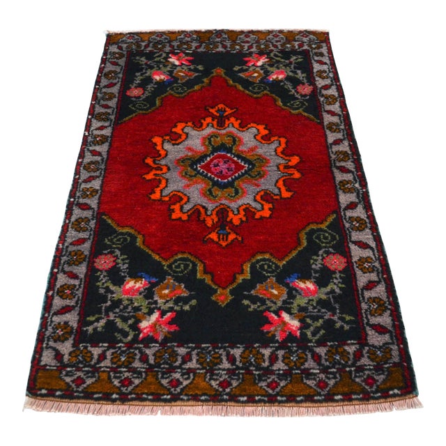 1970s Small Rug, Entryway Rug, Bath Mat, Kitchen Decor, Turkish Rug, Doormat 1'11" X 3'3" For Sale