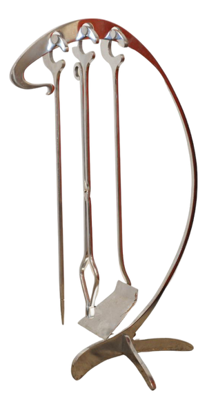 Chrome Fireplace Tools attributed to Jacques Charles, 1970s, Set of 4