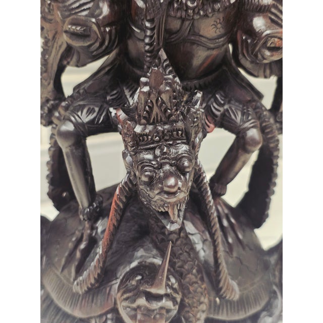 1930s Pre-War Balinese Modernist Macassar Ebony Vishnu Riding Garuda – Masterwork Exhibition Sculpture For Sale - Image 9 of 12
