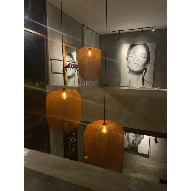 21st Century Handcrafted Knitted Barrel Lamp in Copper Color, D40cm For Sale - Image 9 of 12