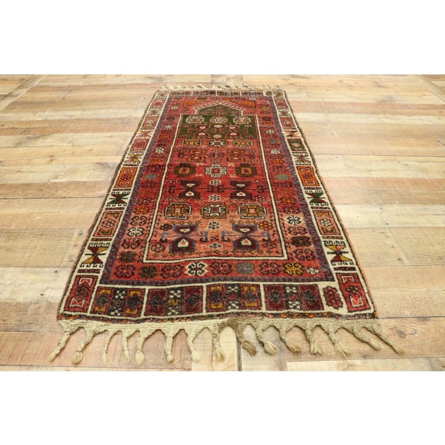 Red Vintage Turkish Oushak Prayer Rug, 02'05 X 05'02 For Sale - Image 8 of 10