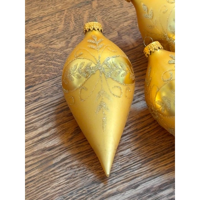 English Three Gold Hand-Painted Ornaments For Sale - Image 3 of 6