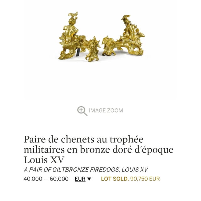 Antique French Louis XV Ormolu Chenets- a Pair For Sale - Image 12 of 13