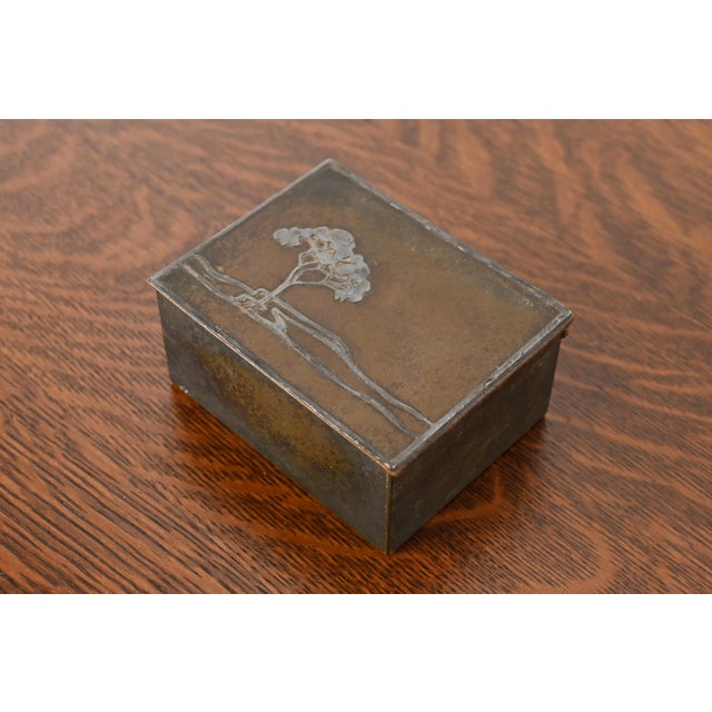 Art Deco Heintz Arts & Crafts Sterling Silver on Bronze Humidor or Cigarette Box For Sale - Image 3 of 12