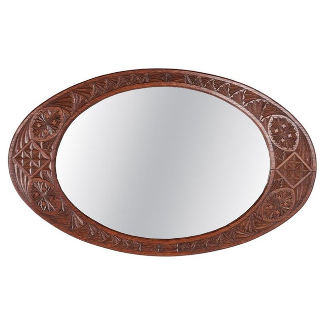 Oval Mirror with Carved Frame, 1890s For Sale - Image 6 of 6