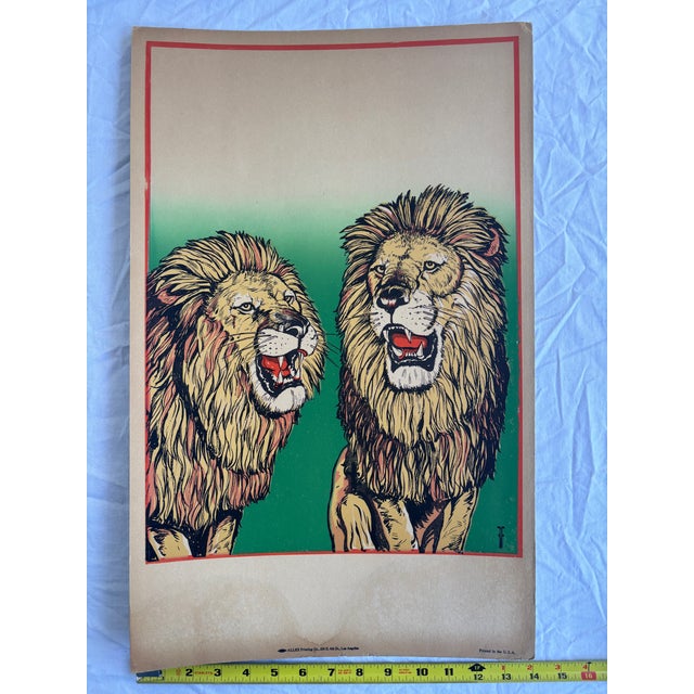 Amazing pair of lions blank circus poster that was never used for advertising. Originally designed by Forrest Freeland,...