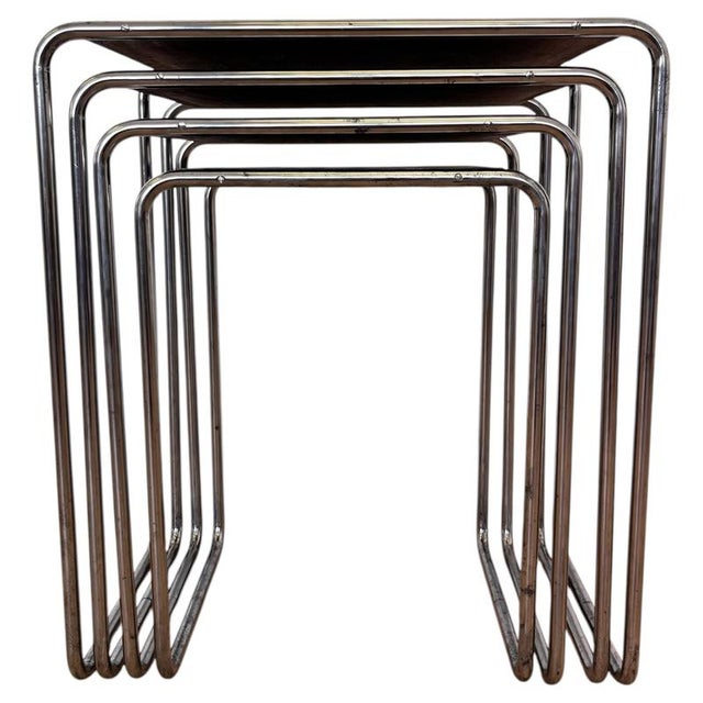 Bauhaus Chrome B9 Nesting Tables attributed to Jindrich Halabala, 1930, Set of 4 For Sale - Image 12 of 12