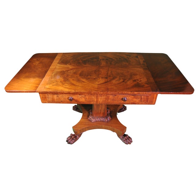 Traditional Empire Game Table with Drawers and Claw Feet, 1840 For Sale - Image 3 of 12
