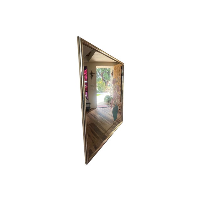 Silver Vintage Postmodern 1980s Square Wall Mirror Windsor Gold Frame Flowers Vase For Sale - Image 8 of 13