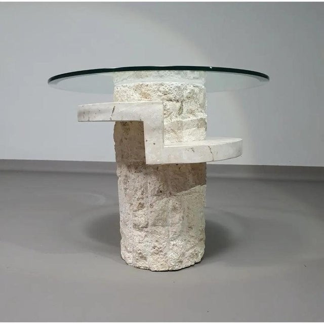 Vintage Mactan Stone Side Tables with Faceted Glass Tops by Magnussen Ponte, 1980, Set of 2 For Sale - Image 5 of 11