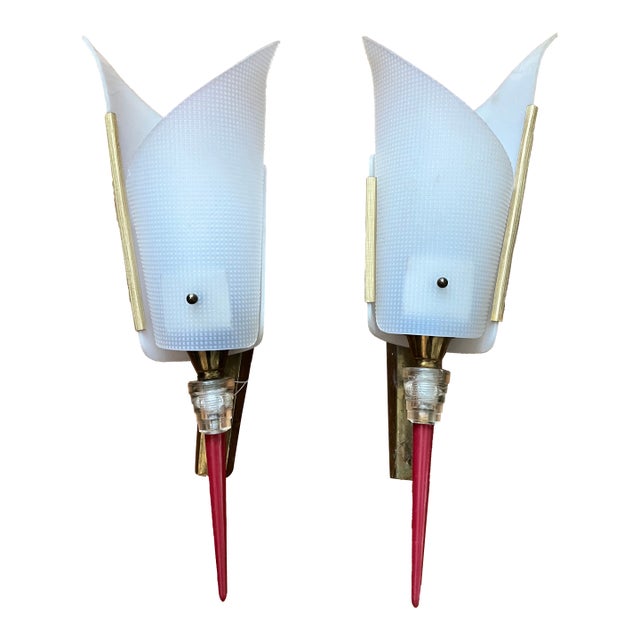Vintage 1950s French Sconces- Perspex Atomic Sputnik - a Pair For Sale