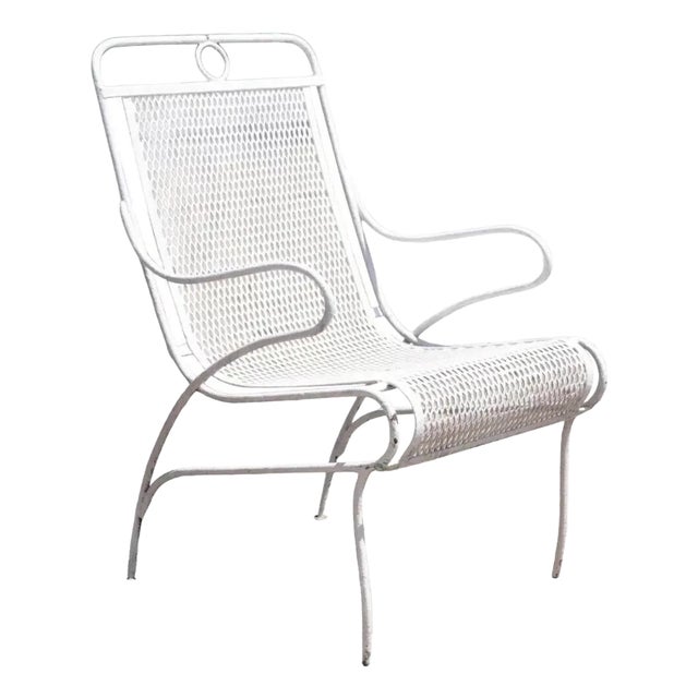 Vintage Russell Woodard Sculptura Wrought Iron Patio Arm Chair, Attributed For Sale