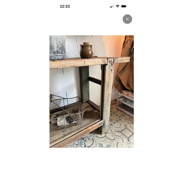 Workbench in Green Patinated Oak, 1940s For Sale - Image 6 of 15