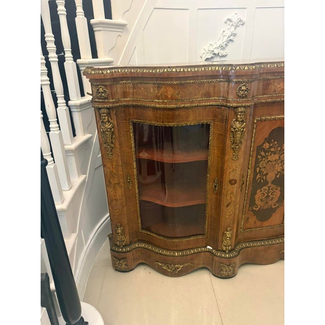 Antique Serpentine Marquetry 4-Door Credenza, 1860s For Sale - Image 13 of 18
